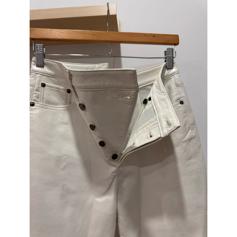 NWT AGOLDE Womens Sz 25 Lace White Leather Crisscross Waist Straight Pants Jeans - Picture 4 of 12